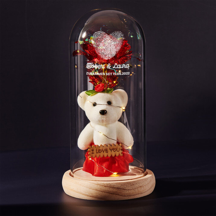 Fingerprints - Ewige Rose mit Teddybär