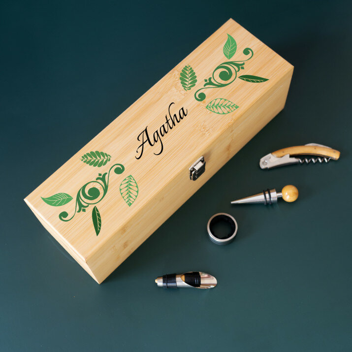 Floral - Weinkiste mit Zubehör
