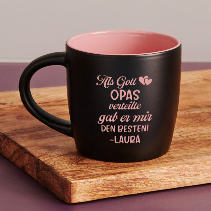 Als Gott die Opas zuwies - Schwarzer keramikbecher Als Gott die Opas zuwies - Schwarzer keramikbecher