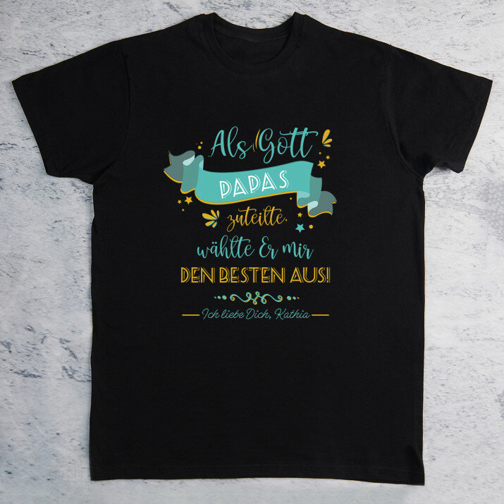 Als Gott Papas zuteilte - Schwarzes T-Shirt für Herren