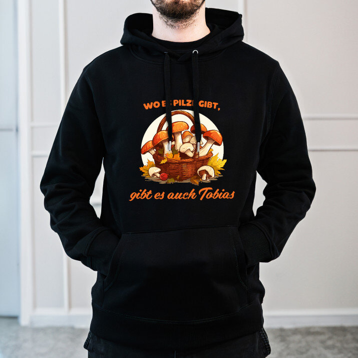 Wo es pilze gibt - Schwarzer Kapuzenpullover für Herren