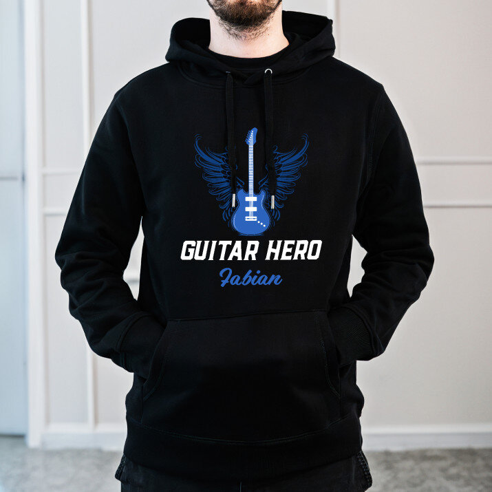 Guitar hero - Schwarzer Kapuzenpullover für Herren
