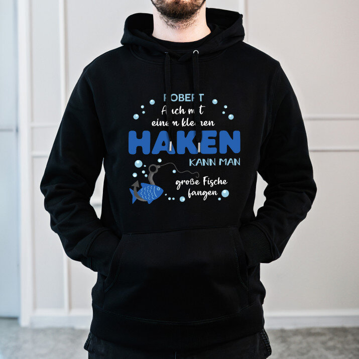 Haken - Schwarzer Kapuzenpullover für Herren