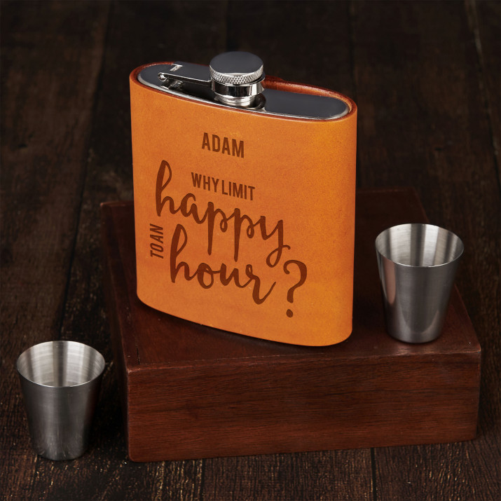 Happy hour - Flachmann im Lederetui