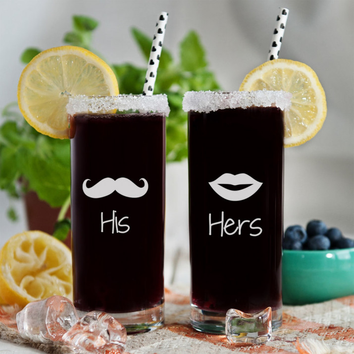 His&Hers - zwei Longdrinkgläser mit Gravur