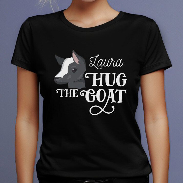 Hug the goat - Schwarzes T-Shirt für Damen