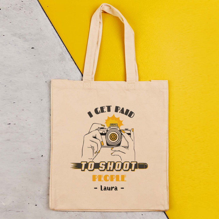 I get Paid to shoot People - Baumwolltasche mit Aufdruck