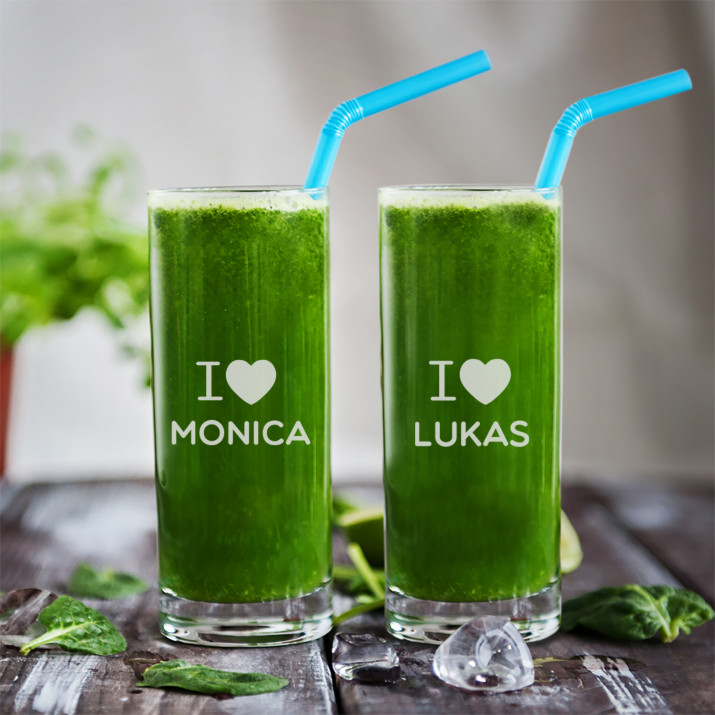 I Love - zwei Longdrinkgläser mit Gravur