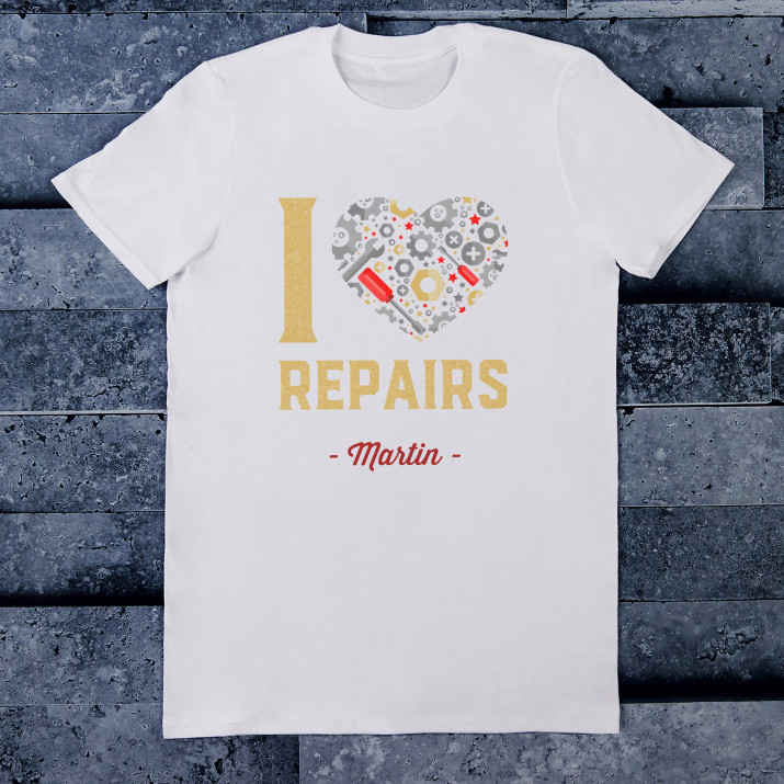 I love repairs - T-Shirt mit Aufdruck für Herren