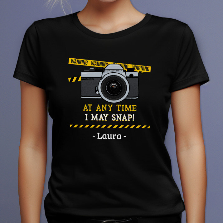 I may snap - Schwarzes T-Shirt für Damen