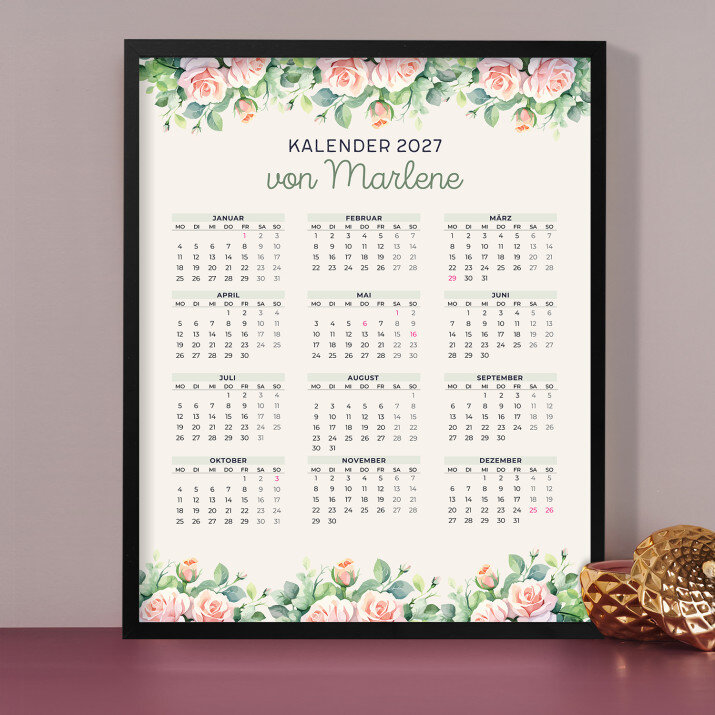 Name Blumen - Kalender im Rahmen Name Blumen - Kalender im Rahmen