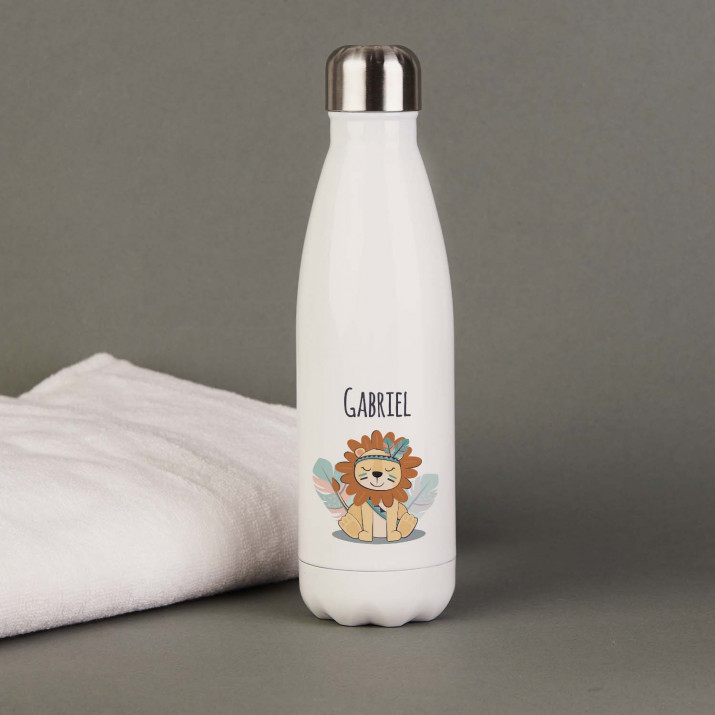 Name Löwe - Weiße Wasserflasche 500 ml