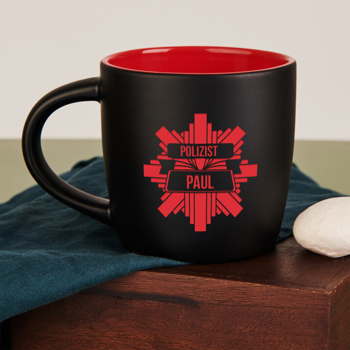 Name des Polizisten - Schwarzer keramikbecher