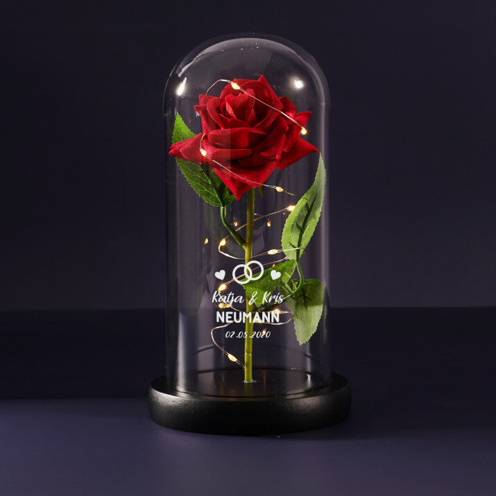 Namen + Datum - Ewige Rose Im Glas