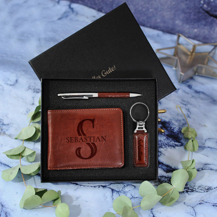 Initiale Name - Geschenkset mit Portemonnaie