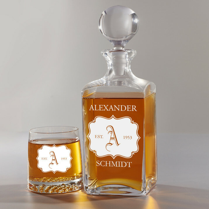 Initiale - Whiskykaraffe und Whiskygläser - Set mit Gravur