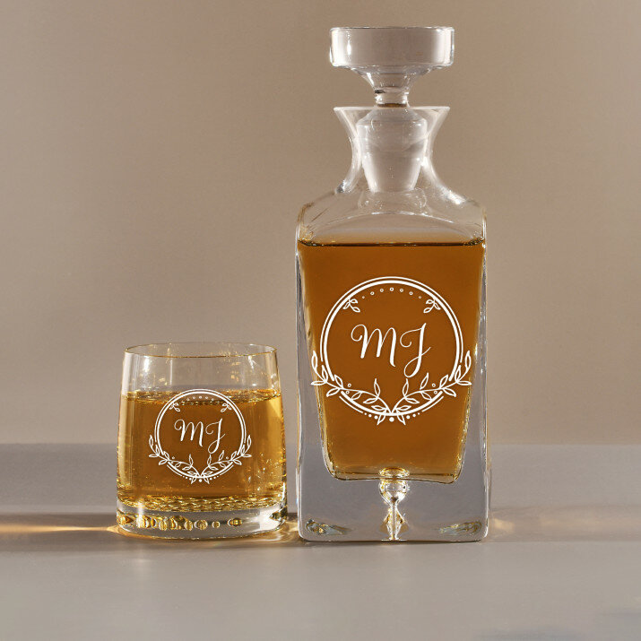 Initialen 2 - Set: und Whiskygläser mit Gravur Initialen 2 - Set: und Whiskygläser mit Gravur