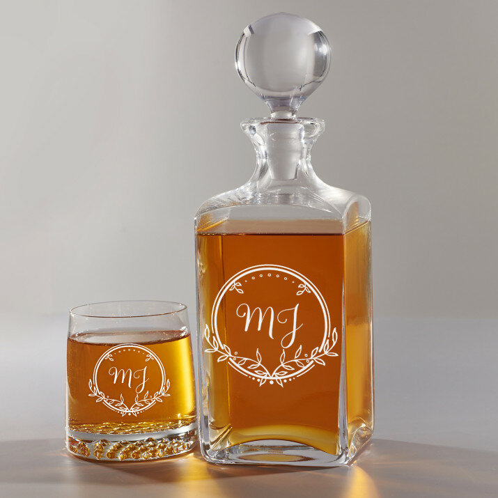 Initialen 2 - Set: und Whiskygläser mit Gravur