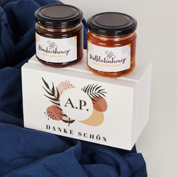 Initialen Danke schön - Honig-Geschenkset