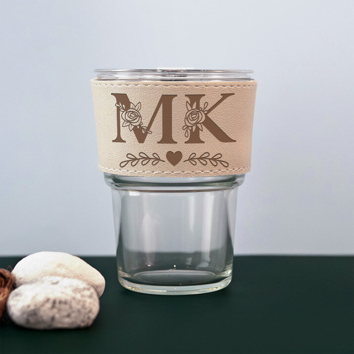 Initialen floral - Glasbecher