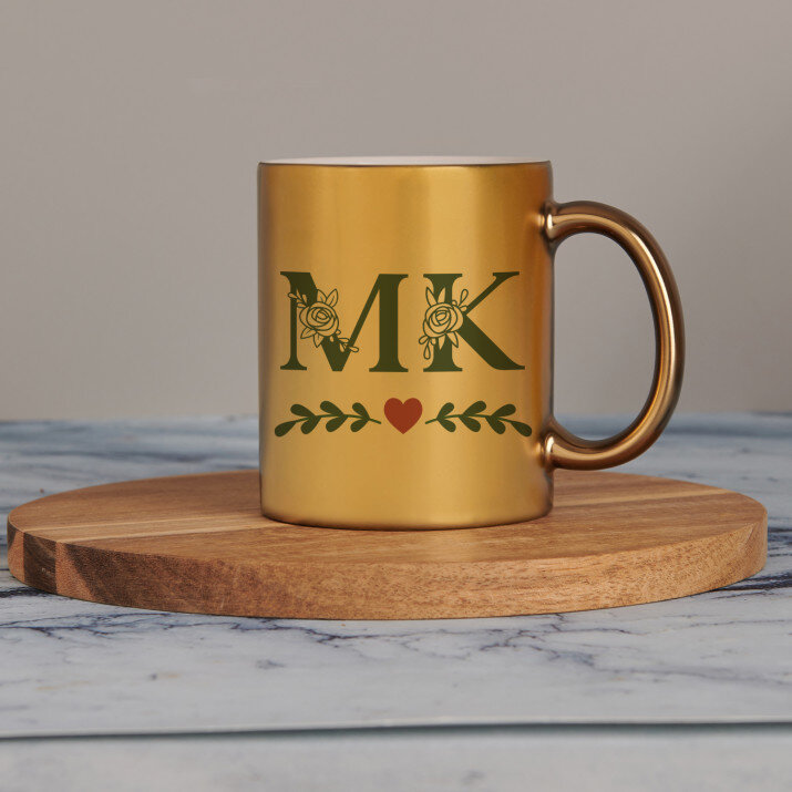 Initialen floral - Goldbecher