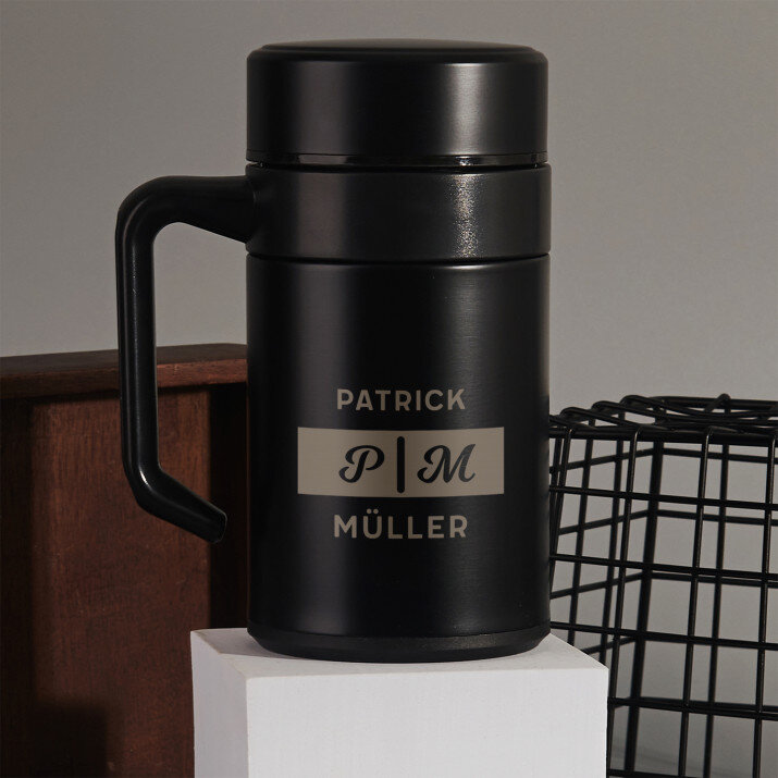 Initialen name - Thermobecher mit Henkel