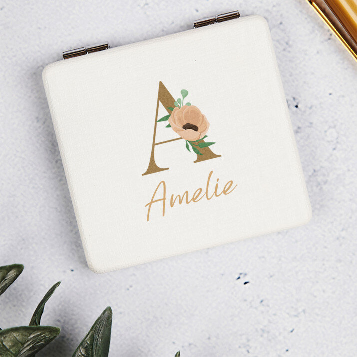 Initiale Name Blumen - Taschenspiegel