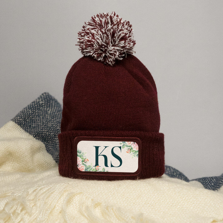 Initialen Blumen - Wintermütze
