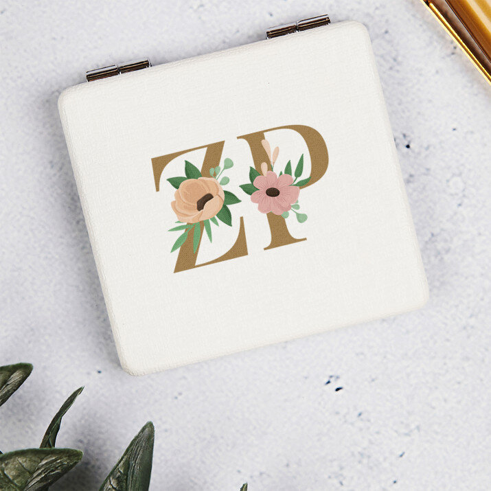 Initialen Blumen - Taschenspiegel