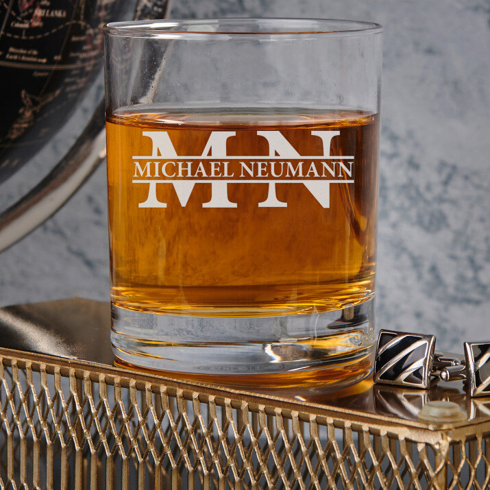 Initialen Vor - und Nachname - Whiskyglas