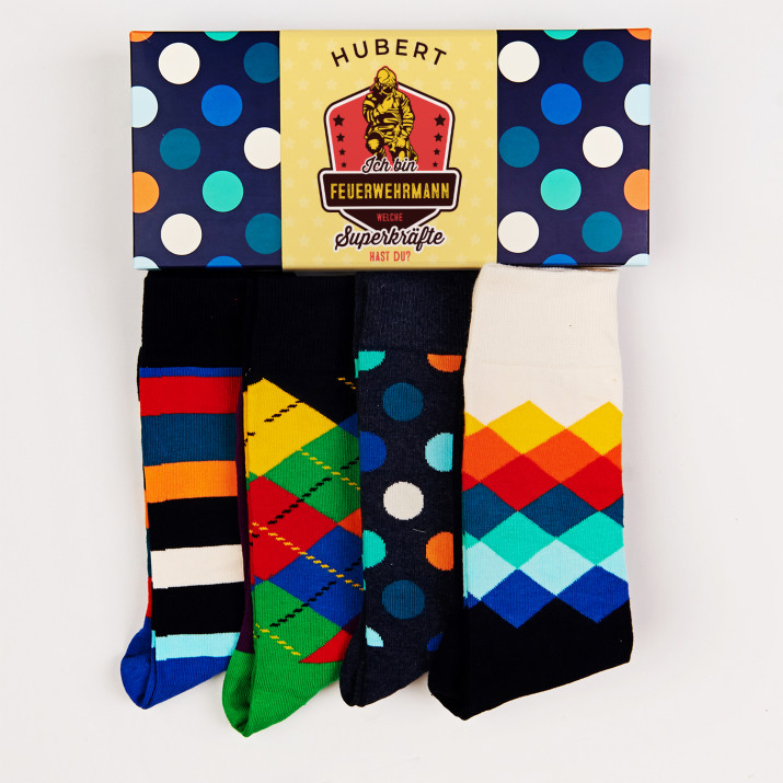 Ich bin Feuerwehrmann - Happy Socks - Dots - Socken 4 Pack für Herren