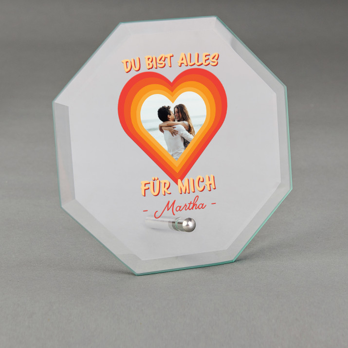 Du bist alles für mich - Glastrophäe mit Aufdruck