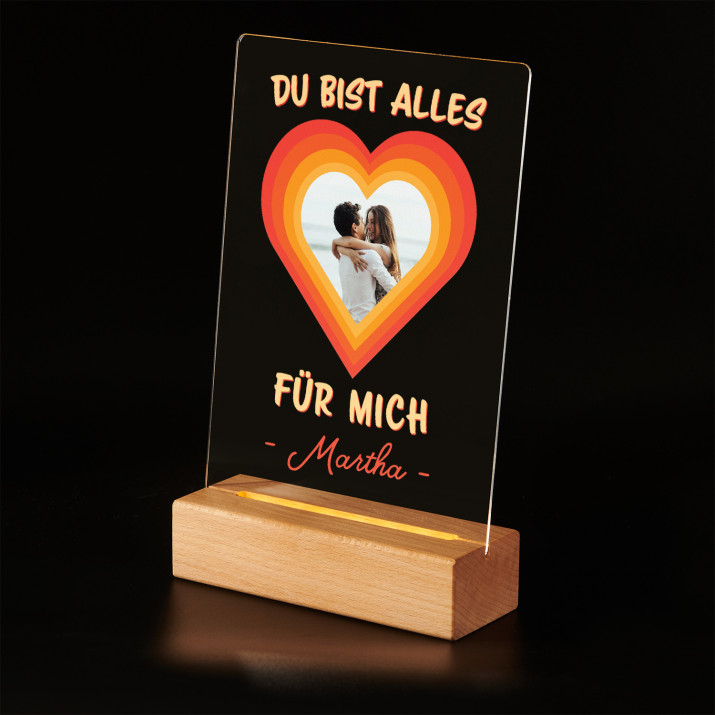 Du bist alles für mich - Druck auf Acrylglas mit LED Beleuchtung