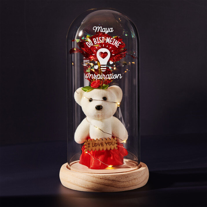 Du bist meine inspiration - Ewige Rose mit Teddybär