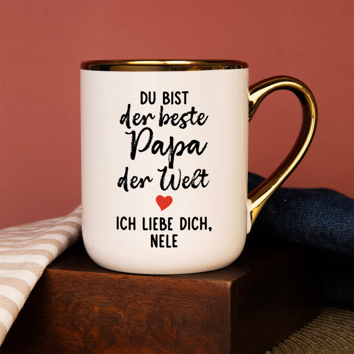 Du bist der beste Papa - Ein Becher mit Goldrand