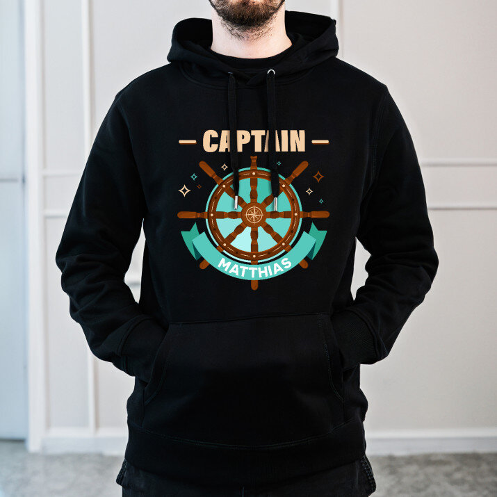 Captain - Schwarzer Kapuzenpullover für Herren