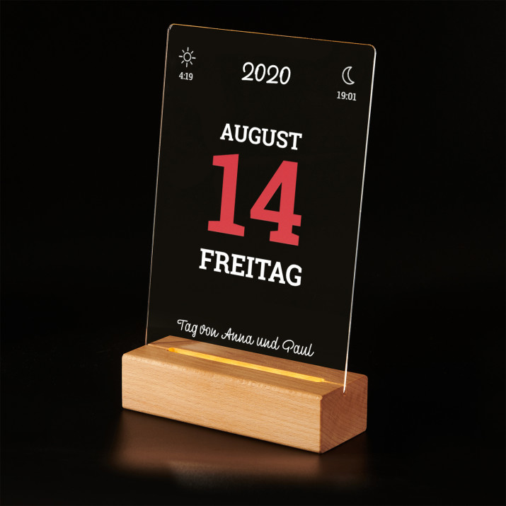 Seite kalender - Druck auf Acrylglas mit LED Beleuchtung