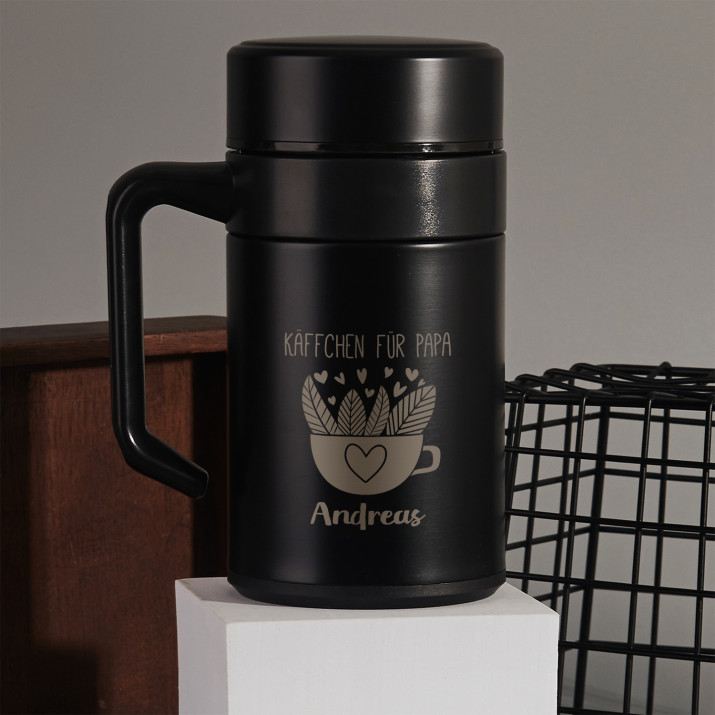 Käffchen für papa - Thermobecher mit Henkel