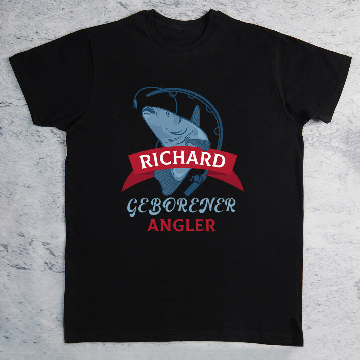 Geborener Angler - Schwarzes T-Shirt für Herren