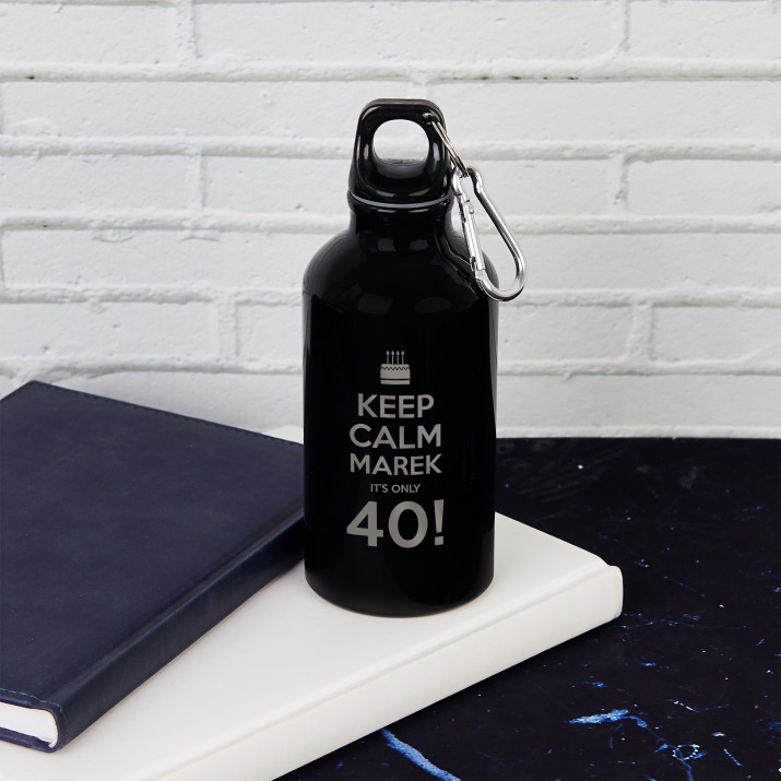 Keep Calm Geburtstag - Wasserflasche 0,4l mit Karabinerhaken