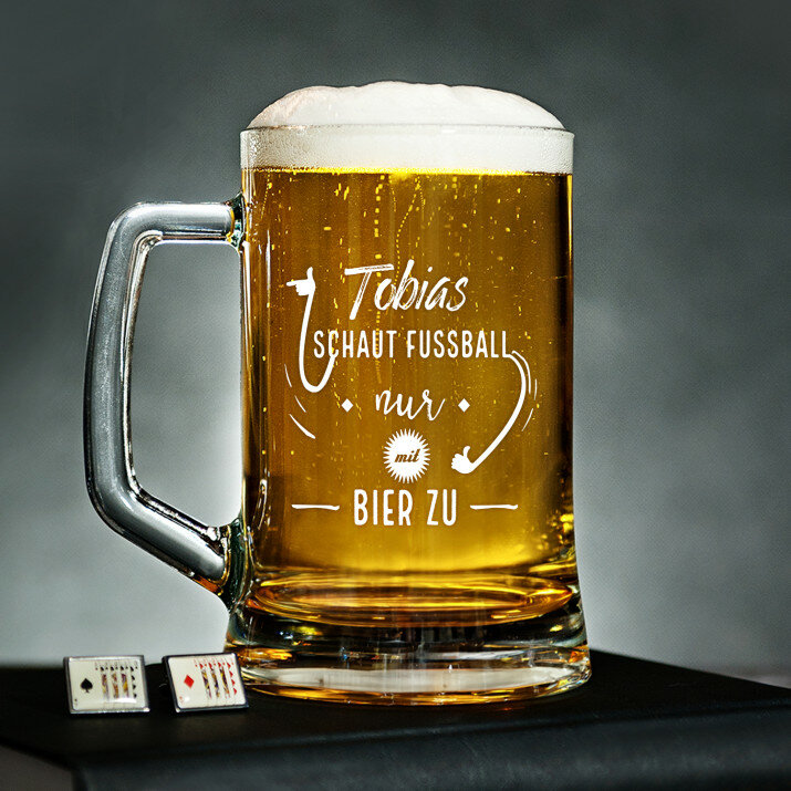 Fußball nur mit Bier zu - Personalisierter Bierkrug
