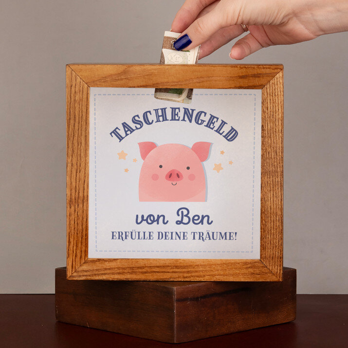 Taschengeld - Holzspardose