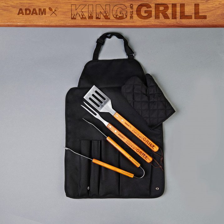 King of the grill - Grillbesteck mit Grillschürze