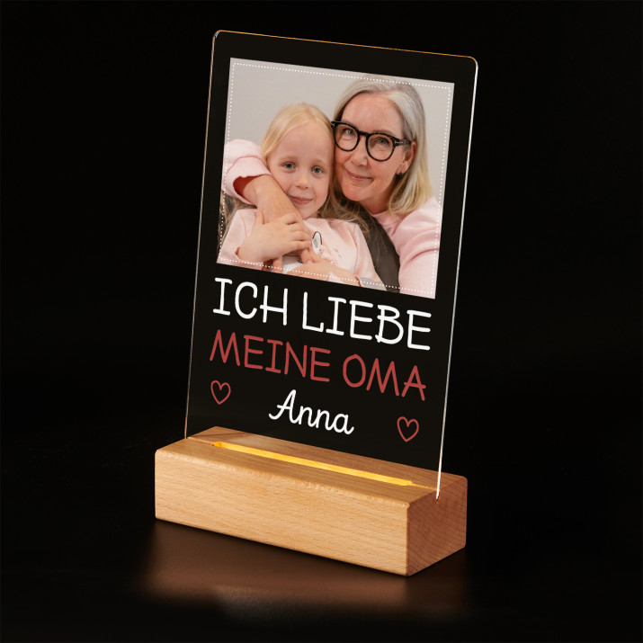 Ich liebe meine Oma - Druck auf Acrylglas mit LED Beleuchtung