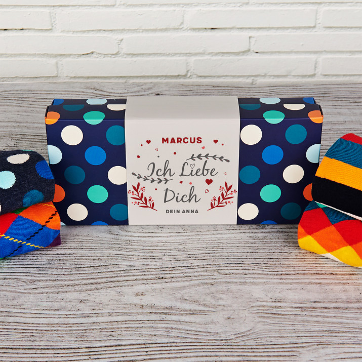 Ich liebe Dich 2 - Happy Socks - Dots - Socken 4 Pack für Herren