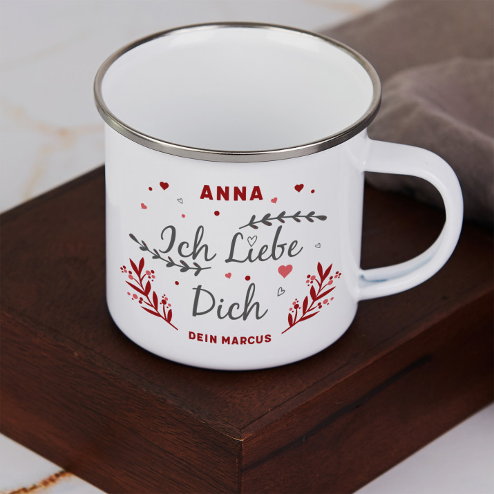 Ich liebe dich - emaillierter Becher
