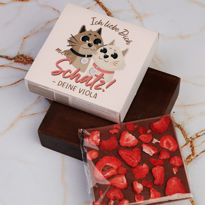 Ich liebe dich, mein Schatz - Schokolade mit Erdbeeren