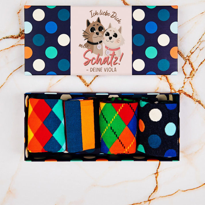 Ich liebe dich, mein Schatz - Happy Socks - Dots - Socken 4 Pack für Herren