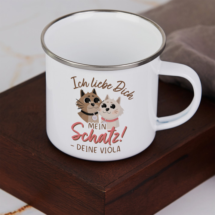 Ich liebe dich, mein Schatz - emaillierter Becher