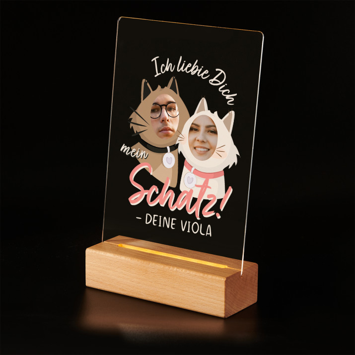 Ich liebe dich mein schatz - Druck auf Acrylglas mit LED Beleuchtung